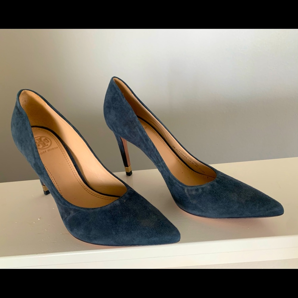 Blue Suede Tory Burch Heels Size 7.5